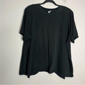 ASOS Short Sleeve Black Cotton Tee Shirt with Split Open Back, size 16